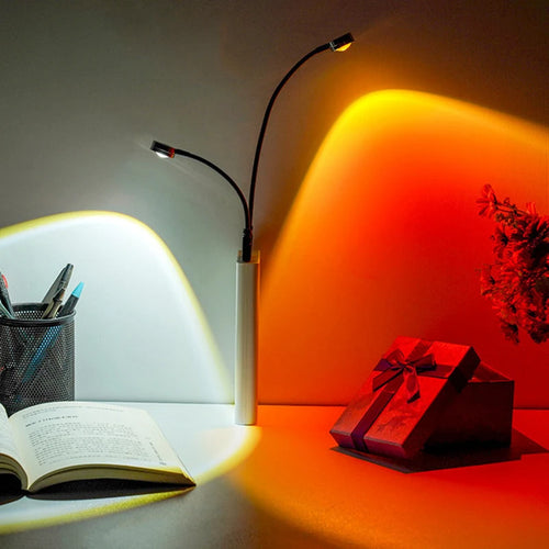 LED Sunset Red Projector Lamp - USB Rainbow Atmosphere Night Light for Home and Bedroom Decor, Ideal for Photography Lighting