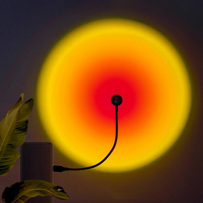 LED Sunset Red Projector Lamp - USB Rainbow Atmosphere Night Light for Home and Bedroom Decor, Ideal for Photography Lighting